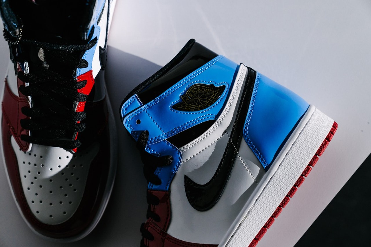StockX Air Jordan 1 Retro High OG Fearless UNC Chicago University Blue Varsity Red Fearless Ones Collection 10th Anniversary Jordan Hall Of Fame Speech Limits like fears are often just an illusion Patent Leather White Upper black gold jeweled wings black swoosh logo black tongue