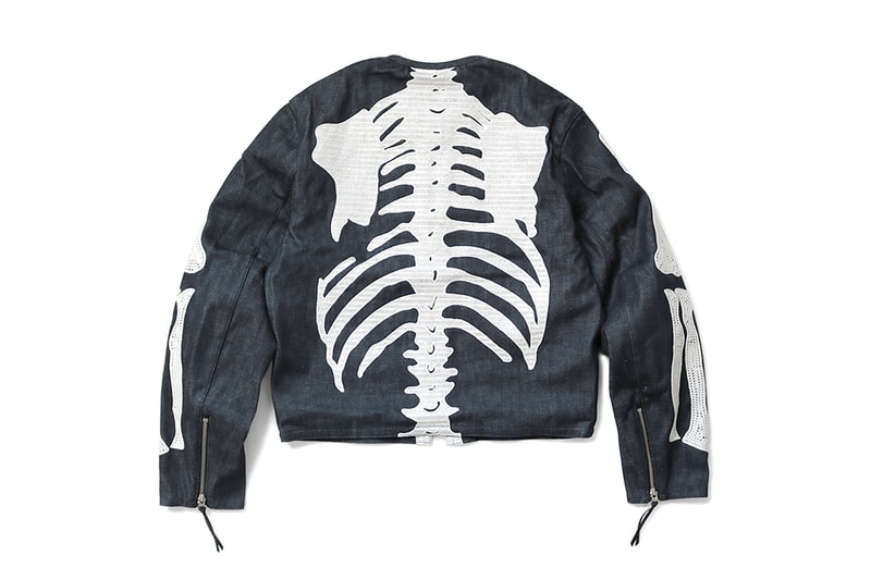 KAPITAL 12oz Denim Bone Crosby Jacket kountry skeleton arms embroidery black dye outerwear layers fall winter 2019 streetwear japanese