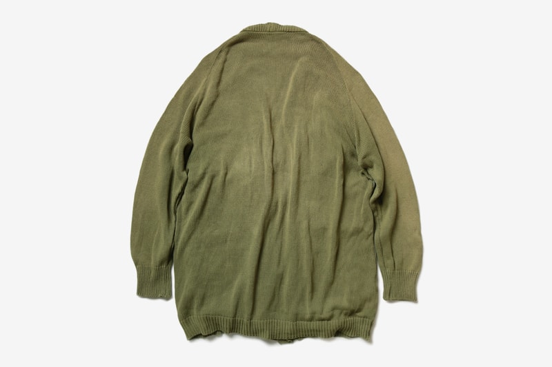 KAPITAL Chino Cotton Knit Game Cardigan Journey Remake Sweater military upcycled vintage washed faded utilitarian layers fall winter 2019 collection japanese