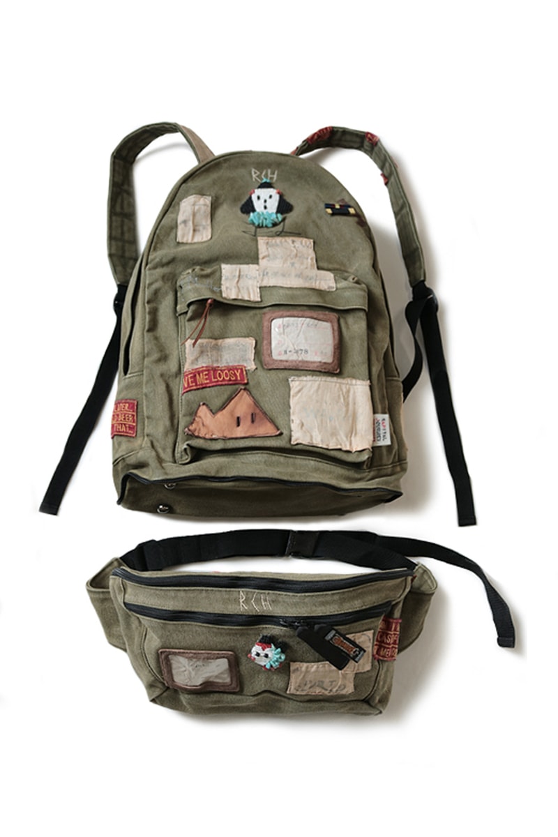 KAPITAL Patchwork Army Rucksack pouch fanny pack backpack military patches functional utility surplus bags accessories Japanese detach