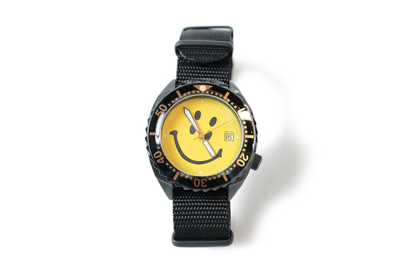 KAPITAL Rain Smile Divers Watch nato strap seiko sbdx face second tracker ripstop nylon black double eye accessories timepiece collectible