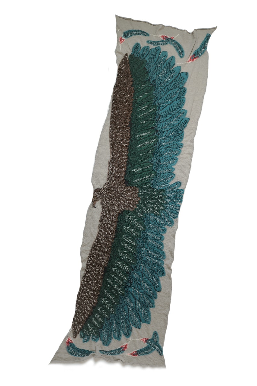 KAPITAL Wool Otsuki Muffler Eagle feather scarf blanket warm fall winter 2019 collection japanese woven detailed artwork wings spread eagle