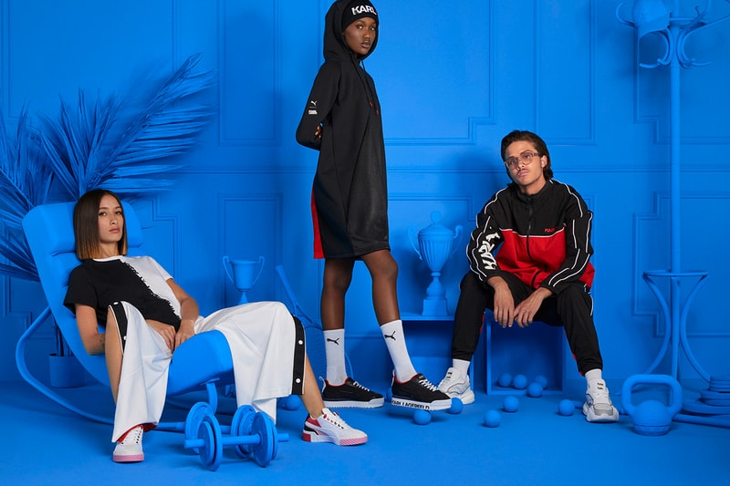 Karl Lagerfeld x PUMA Fall/Winter 2019 Collaboration Collection Sneakers Apparel Footwear Roma CELL Alien Trackpants Track Jacket Hoodies Accessories T-Shirts