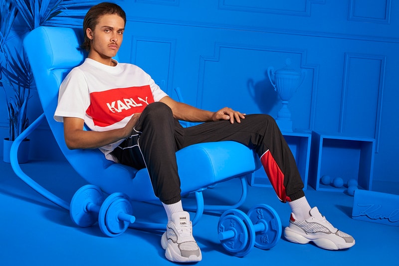 Karl Lagerfeld x PUMA Fall/Winter 2019 Collaboration Collection Sneakers Apparel Footwear Roma CELL Alien Trackpants Track Jacket Hoodies Accessories T-Shirts