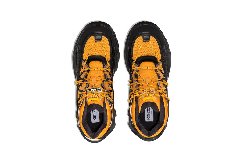 kenzo inka multicolored sneakers purple yellow orange black colorway release fall october 2019 leather overlays lace up front rope ties reflective details 