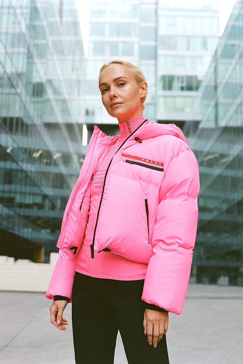 prada pink puffer jacket
