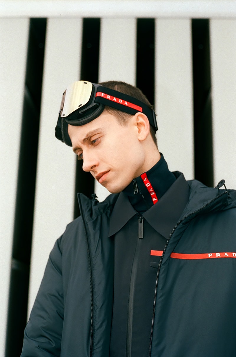 Prada Linea Rossa FW19 Collection Moscow KM20 Pop-Up Puffer Jackets Trousers Shoes Pink Blue Green Red Black Olga Karput Boulevard Depo