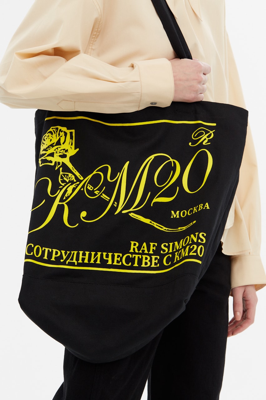 KM20 Raf Simons Capsule Collection Tote Bag Black Yellow Rose Flower В СОТРУДНИЧЕСТВЕ С КМ20 МОСКВА Moscow 