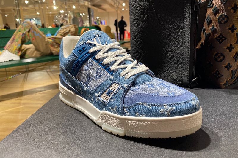 Louis Vuitton Low-Top LV 408 Trainer Denim Blue Monogram First Look Closer Sneak Peak Spring Summer 2020 SS20 Virgil Abloh Designed French Fashion House All Over Print Footwear Sneaker Release Information