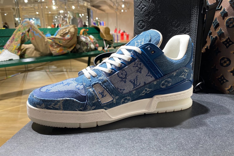 Louis Vuitton Low-Top LV 408 Trainer Denim Blue Monogram First Look Closer Sneak Peak Spring Summer 2020 SS20 Virgil Abloh Designed French Fashion House All Over Print Footwear Sneaker Release Information