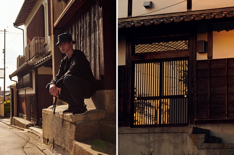 maharishi Fall/Winter 2019 Technical Lookbook Track Pants Shirts Tops Long Sleeves Bucket Hats Holster Bags Waist Bags Barboutas Vests Green White Black Yellow Blue Beige "Liquid Gold" Crewneck Sweatshirts Vegetable Dyes