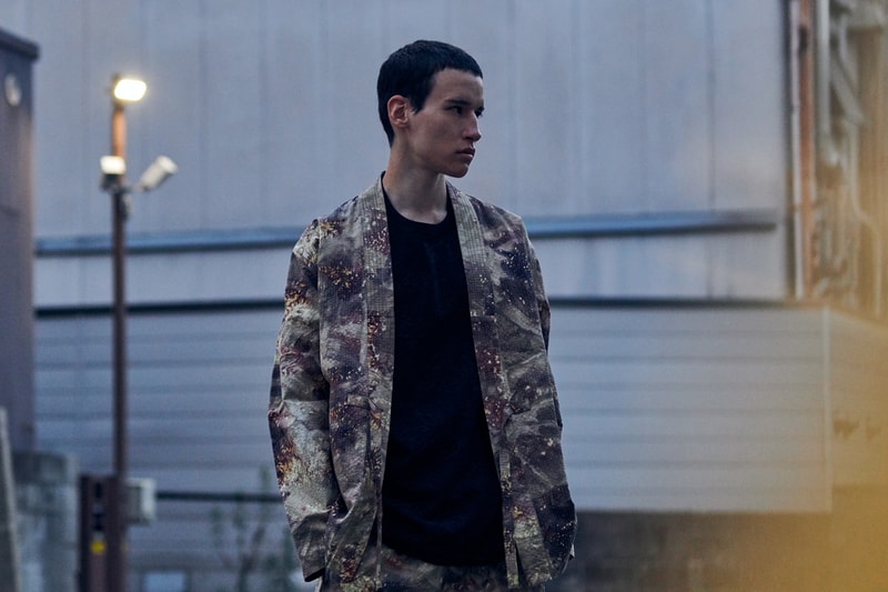 maharishi Fall/Winter 2019 Technical Lookbook Track Pants Shirts Tops Long Sleeves Bucket Hats Holster Bags Waist Bags Barboutas Vests Green White Black Yellow Blue Beige "Liquid Gold" Crewneck Sweatshirts Vegetable Dyes