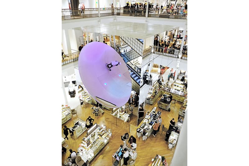 MANA & Scott Oster 'Le Cube' Skate Ramp Installation Le Bon Marché Department Store Paris Skateboarding Art Design Reflective Silver Cube Hollow Circle Full Pipe 360 Dezeen Awards Shortlisted Retail Interior