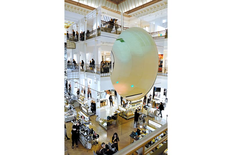 MANA & Scott Oster 'Le Cube' Skate Ramp Installation Le Bon Marché Department Store Paris Skateboarding Art Design Reflective Silver Cube Hollow Circle Full Pipe 360 Dezeen Awards Shortlisted Retail Interior