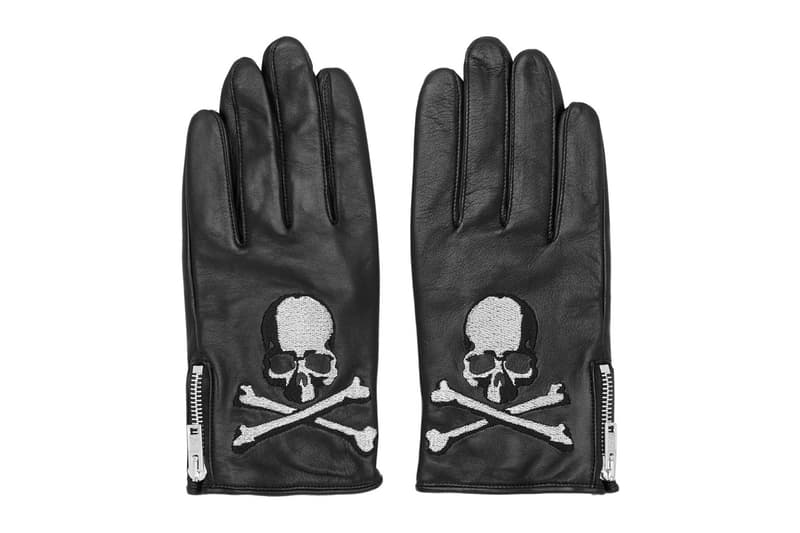 mastermind WORLD Black Leather Skull Gloves skull and crossbones Masaaki Honma embroidery accessories buffed mastermind japan