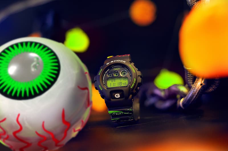 Mishka x Casio G-SHOCK DW-6900 Halloween Themed Watch Timepiece Collaboration Release Information First Look Black Green Glow in the Dark Graffiti Design Print