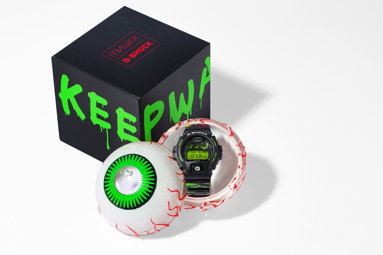 Mishka x Casio G-SHOCK DW-6900 Halloween Themed Watch Timepiece Collaboration Release Information First Look Black Green Glow in the Dark Graffiti Design Print