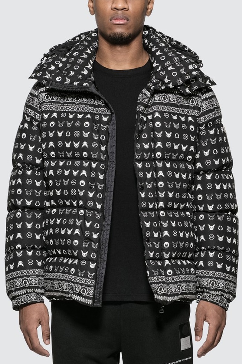 Moncler fragment design Pokemon Thunderbolt Project II Pikachu graphics logos down jacket hoodie t shirt tee genius hiroshi fujiwara