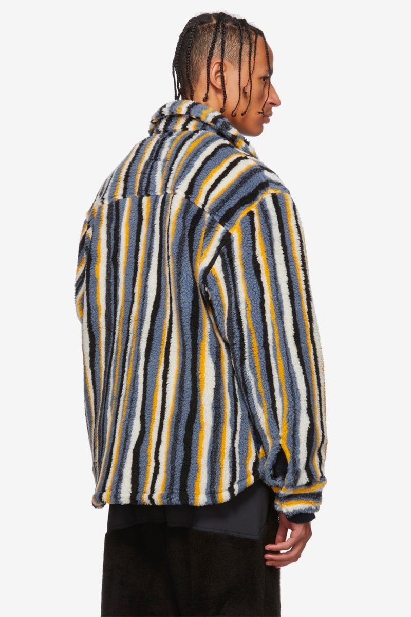 NAPA by Martine Rose Beige Black A Jag Jacket Striped Fleece Button Up Jacket Blue Check Stewart fall winter 2019 collection outerwear fur deconstructed