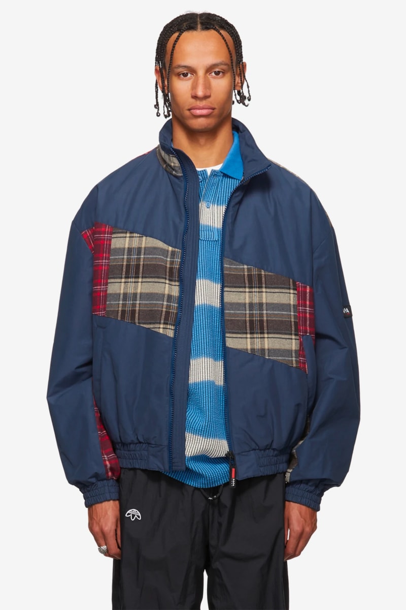 NAPA by Martine Rose Beige Black A Jag Jacket Striped Fleece Button Up Jacket Blue Check Stewart fall winter 2019 collection outerwear fur deconstructed