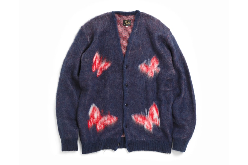 Needles Mohair Cardigan Papillon Checkered Polka Dot nepenthes keizo shimizu sweaters fall winter 2019 knit steve mcqueen tattoo purple