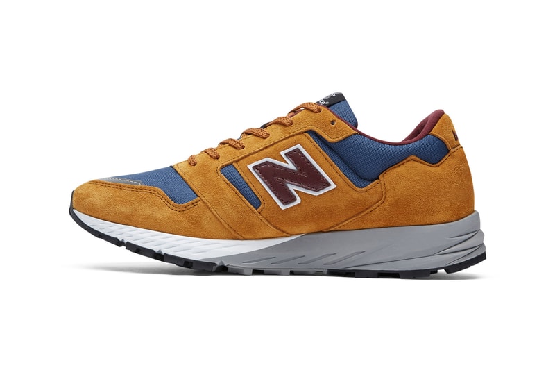 new balance made in uk 575 sneakers Golden Blaze with Chambray Burgundy colorway suede textile upper heritage trail inspired MTL575V1 27416