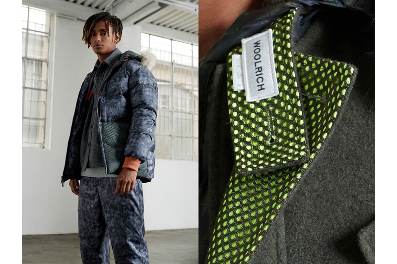N.HOOLYWOOD  Woolrich FW19 Capsule Collection Bomber Jackets Puffy Down Vests Shirts Vintage Checkered Camouflage Chief Petty Officer Shirt Green Blue 