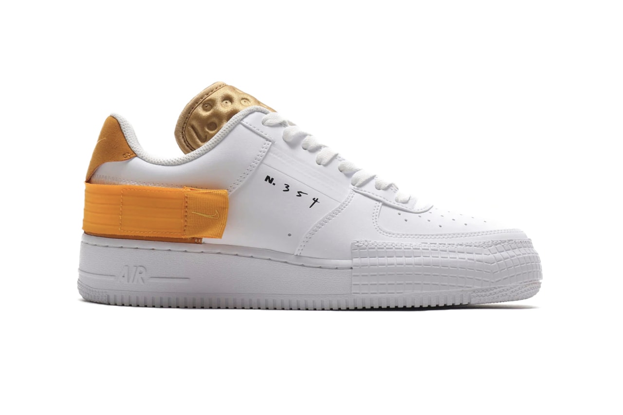 Nike AF1-TYPE Low "White/University Gold" Air Force 1 Prototype Design Reworked Minimalist Sneaker Footwear Design Release Information First Look