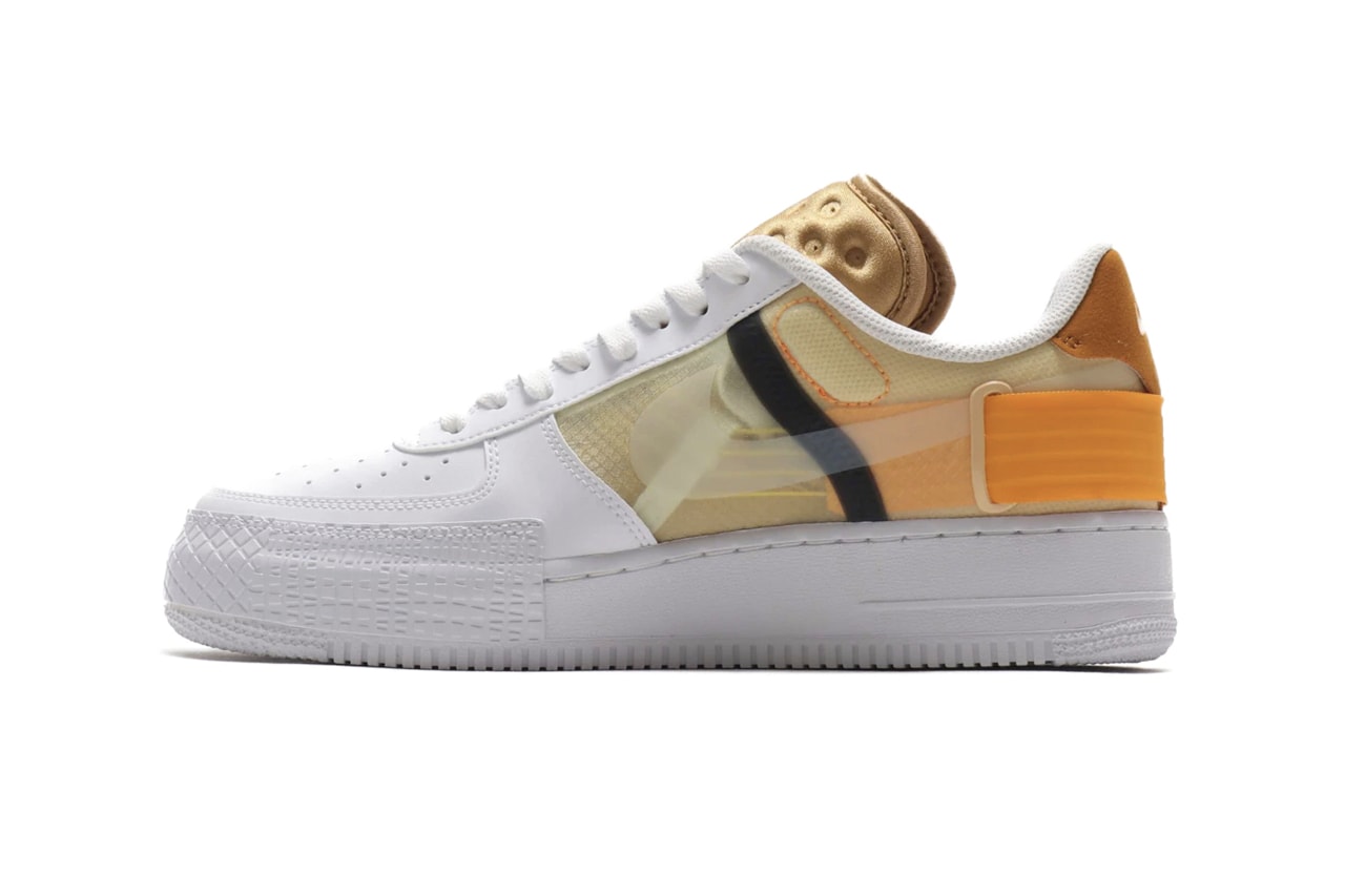 Nike AF1-TYPE Low "White/University Gold" Air Force 1 Prototype Design Reworked Minimalist Sneaker Footwear Design Release Information First Look