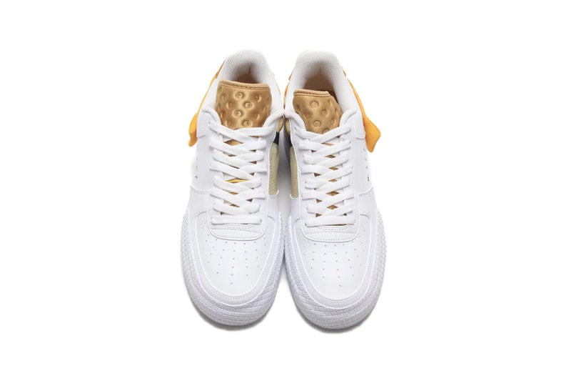 Nike AF1-TYPE Low "White/University Gold" Air Force 1 Prototype Design Reworked Minimalist Sneaker Footwear Design Release Information First Look