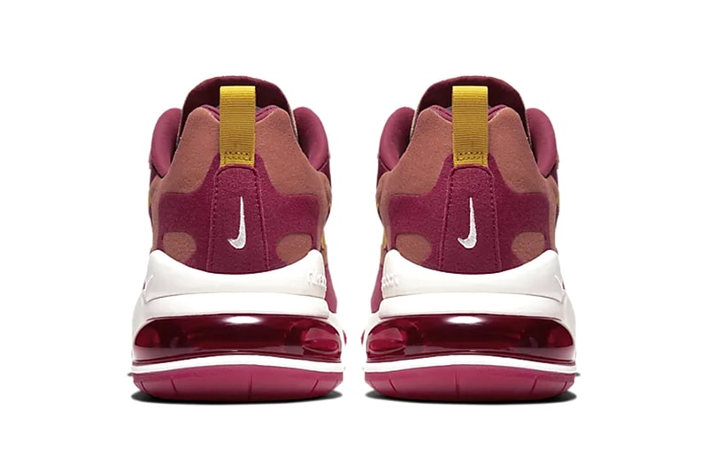 nike air max 270 react noble red team gold dusty peach dark sulfur flannel print AO4971-601