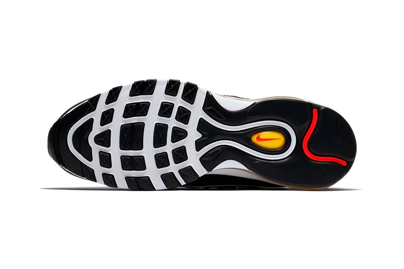 nike air max 98 Black White Chrome Yellow Bright Crimson style 640744 016 orange colorway release halloween candy corn inspired sneakers 