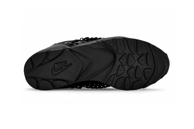 nike comme des garcons rei kawakubo dover street market london outburst black detachable chain buy cop purchase order triple black dunk low shox tl velcro