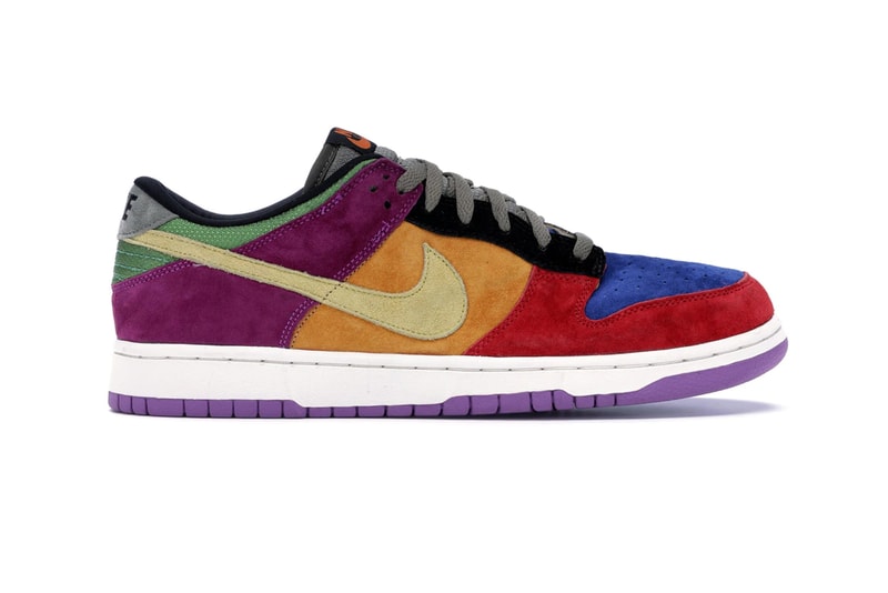 nike dunk low viotech 2019 release date info december green purple gold red blue grey virgil abloh