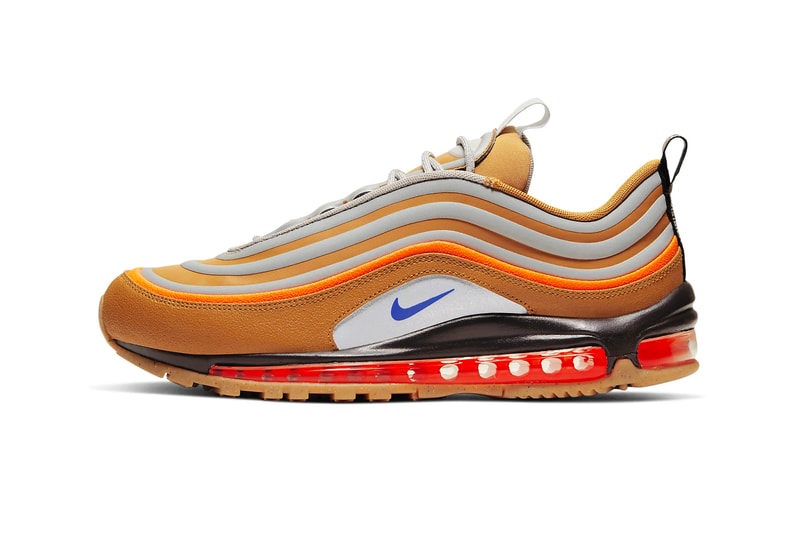 Nike Air Max 97 "Utility" Pack Release Info color "Sepia Stone/Moon Particle/Total Orange/Racer Blue"  BQ5615-200 "Black/Grey" BQ5615-001 drop date price where to cop bubble unit 