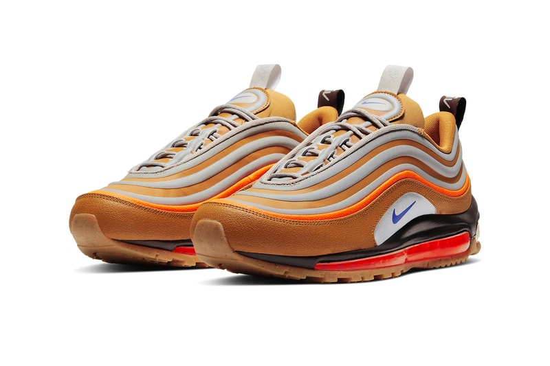 Nike Air Max 97 "Utility" Pack Release Info color "Sepia Stone/Moon Particle/Total Orange/Racer Blue"  BQ5615-200 "Black/Grey" BQ5615-001 drop date price where to cop bubble unit 