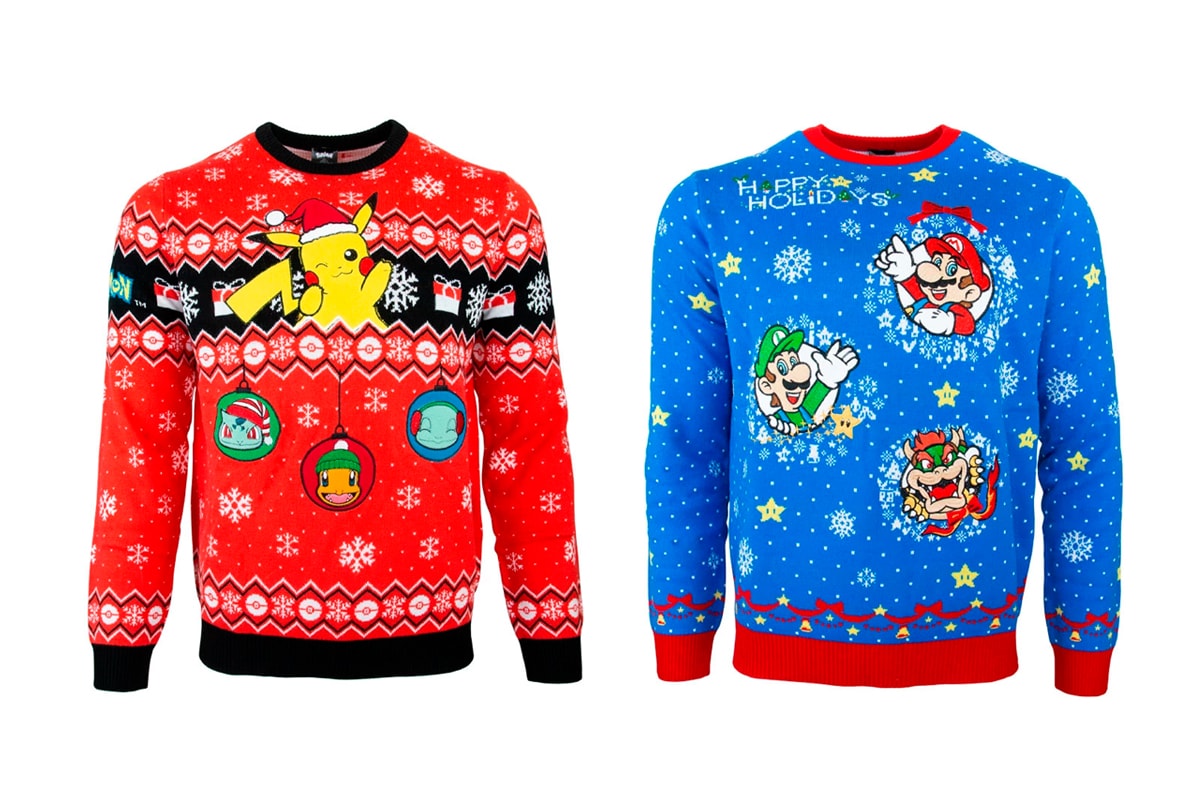 Nintendo Official Christmas Sweaters pikachu mario luigi bowser princess peach charmander squirtle bulbasaur jumpers geek store