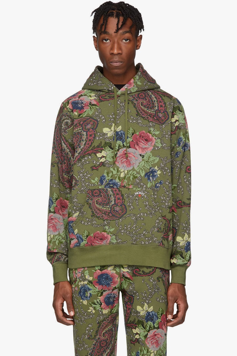 NOAH NYC Fall/Winter 2019 Paisley Collection Green Hoodie Grey Sweater Sweatpants Trackies Pattern Print Classic Design Bold Colors Fleece Lounge Pants Floral SSENSE Cop Where to Buy Online