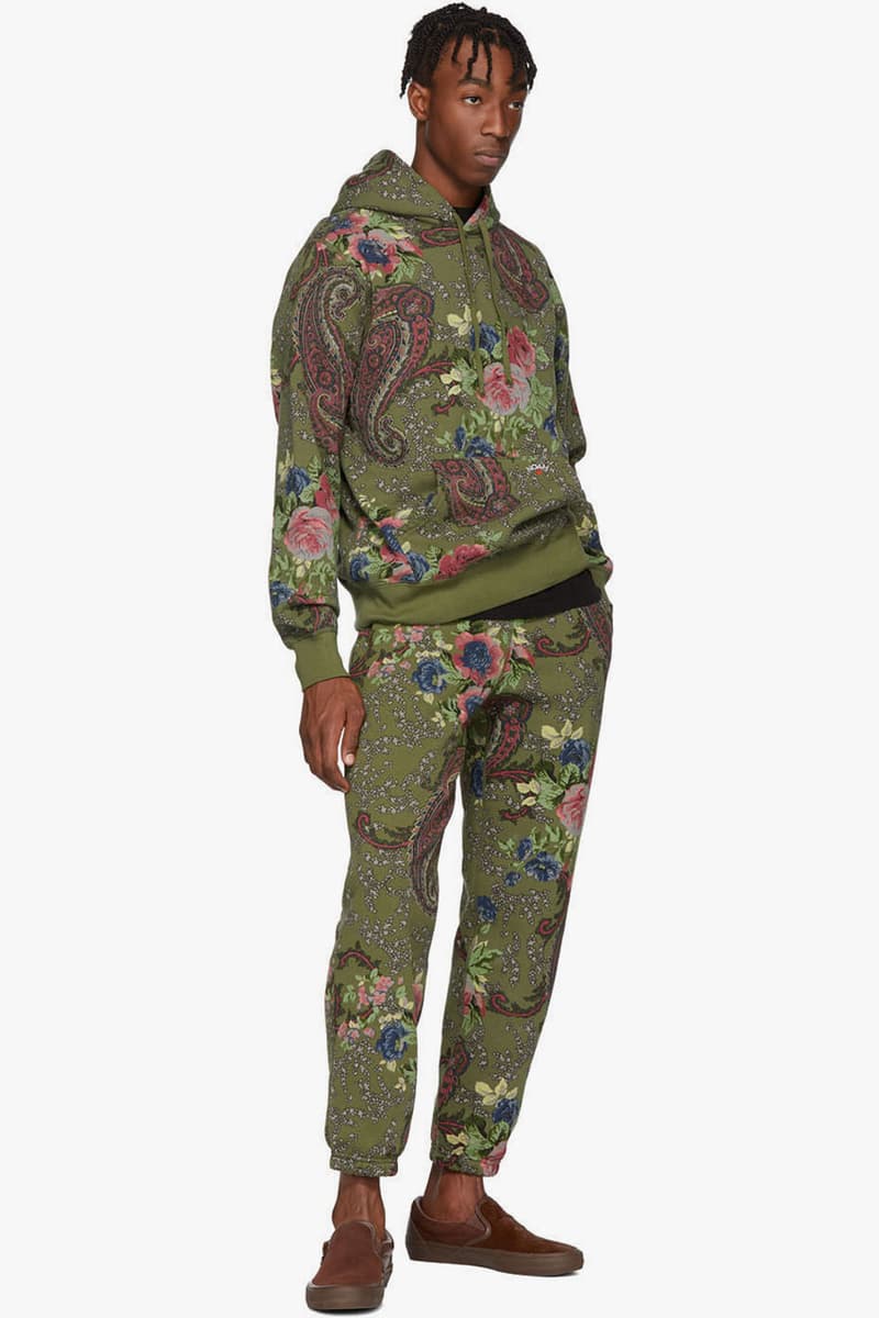 NOAH NYC Fall/Winter 2019 Paisley Collection Green Hoodie Grey Sweater Sweatpants Trackies Pattern Print Classic Design Bold Colors Fleece Lounge Pants Floral SSENSE Cop Where to Buy Online