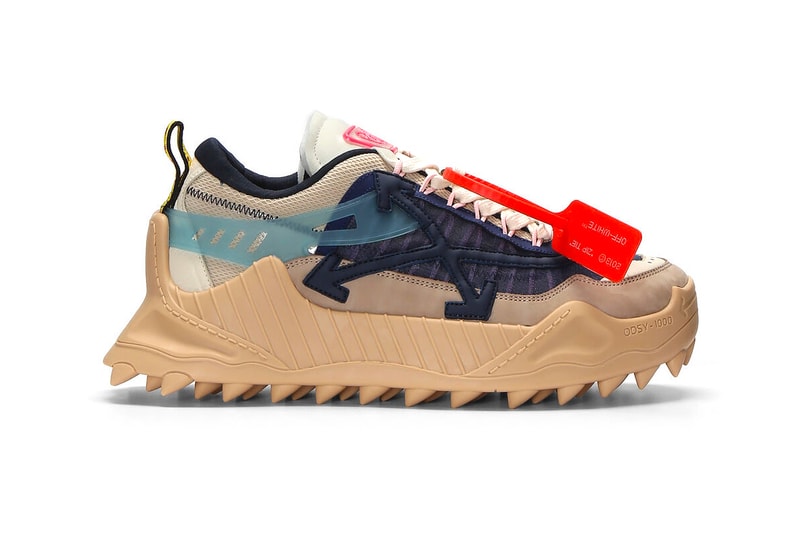 Off White ODSY-1000 Beige Blue footwear sneakers shoes trainers runners virgil abloh spikers cross arrows motifs industrial sports ln cc