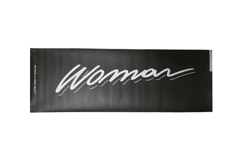 Off-White™ Yoga Mat Release Information Homeware Design Virgil Abloh Closer Look Branding "WOMAN" PVC Fitness Wellness High End Luxury Accessory