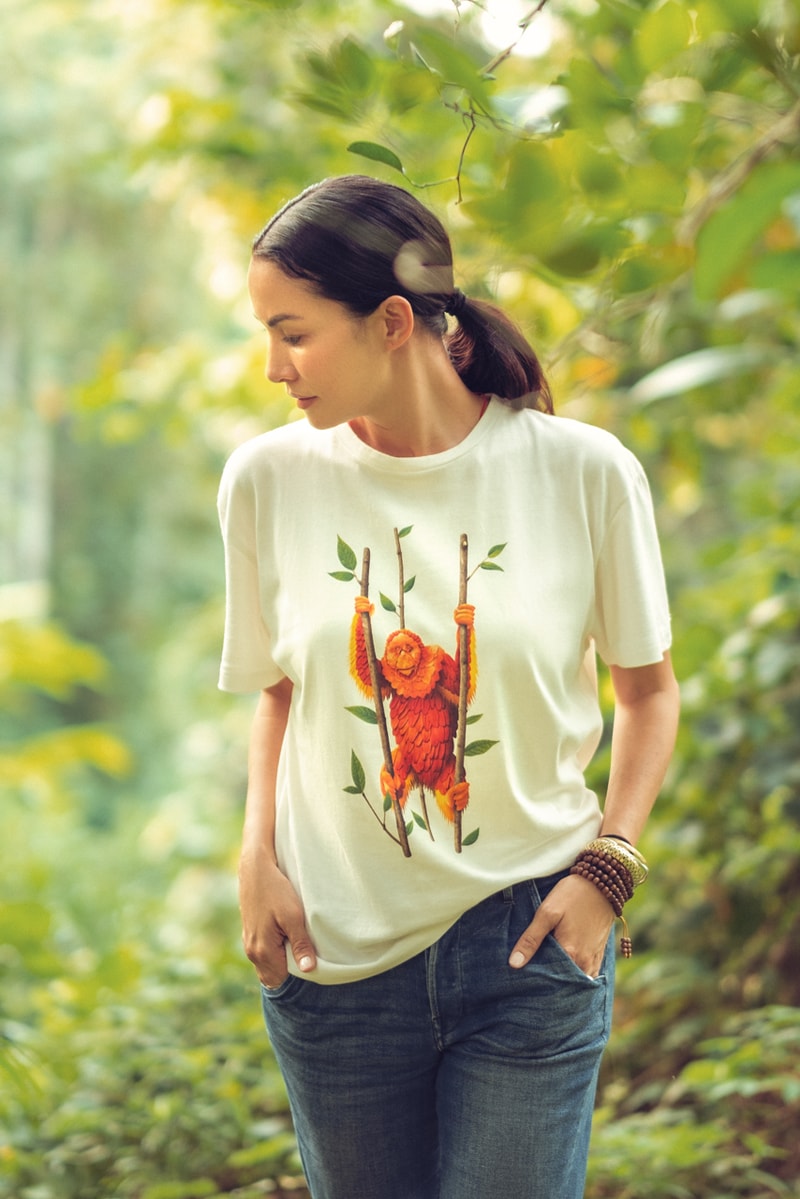 Nadya Hutagalung PANGAIA Capsule Collection Raku Inoue Tapanuli Orangutan Sumatran Elephant Barumun Nagari Wildlife Sanctuary Sumatran Orangutan Conservation Programme Seaweed T-shirts Orange Green Purple Brown