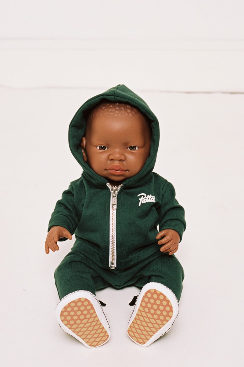 patta coloured goodies afro doll upcycled sweatsuit forest green african black toys 