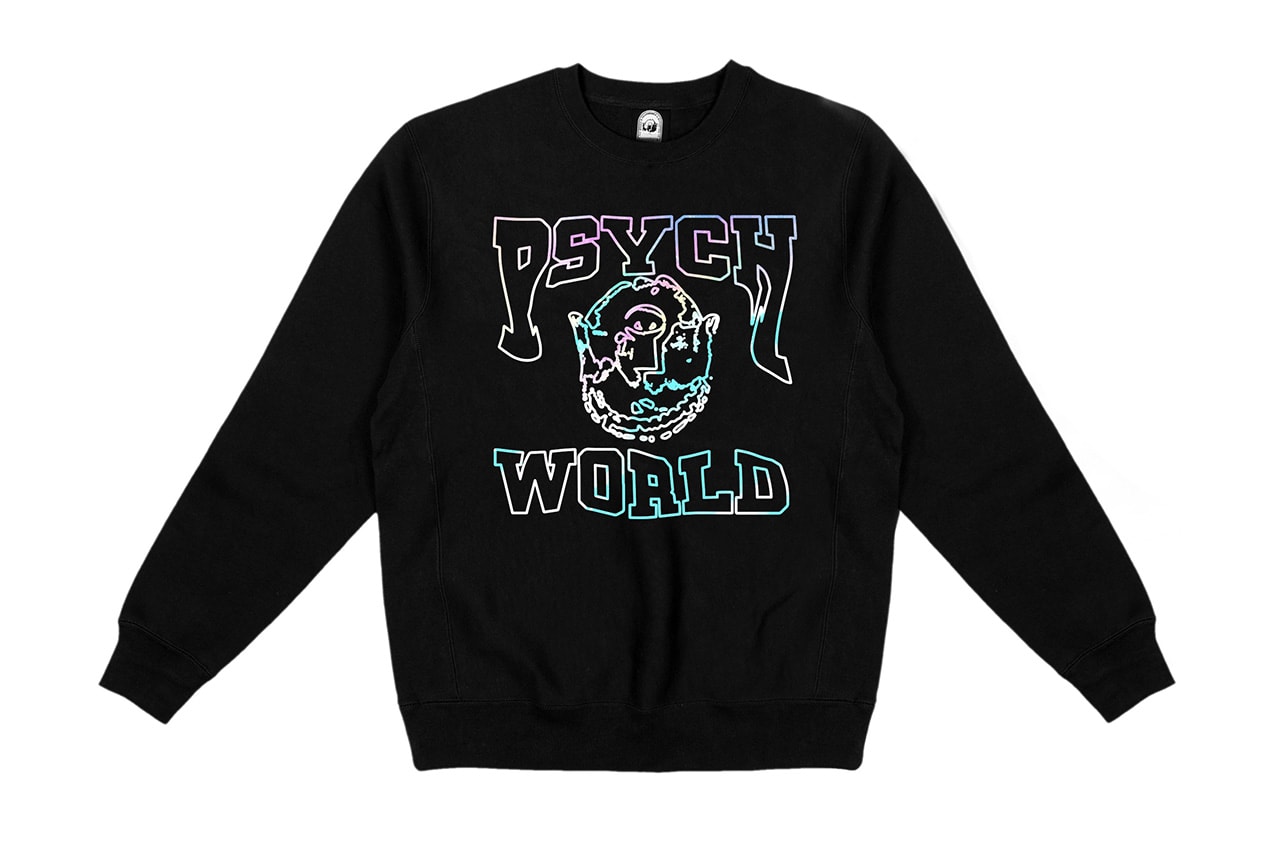 Psychworld "Iridescent College Crew" Release Info Playboi carti bloody osiris crewneck sweatshirt drop date