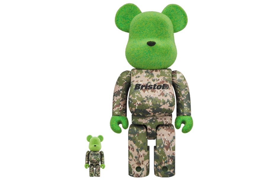 READYMADE F.C. Real Bristol BE@RBRICK Medicom Toy Green Brown Black Beige Furry Camouflage 100% 400%
