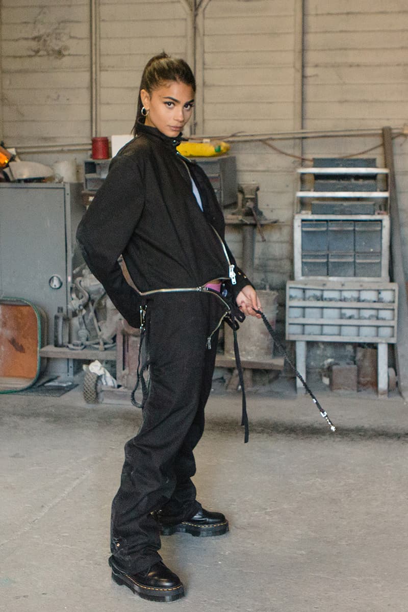 Richardson Bondage Collection Apparel & Homeware Lookbook Fall Winter 2019 FW19 Pieces Overalls Coveralls Pants Workpants Jacket Zipeprs Rubber Work Bag Leather Straps NSFW Incense Holder
