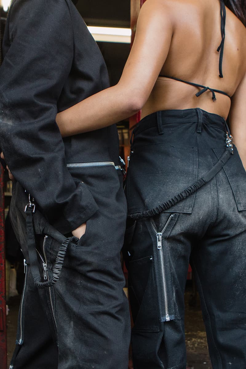 Richardson Bondage Collection Apparel & Homeware Lookbook Fall Winter 2019 FW19 Pieces Overalls Coveralls Pants Workpants Jacket Zipeprs Rubber Work Bag Leather Straps NSFW Incense Holder