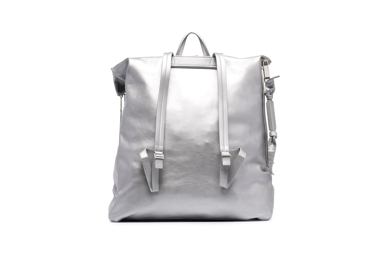 Rick Owens Silver Oversized Leather Duffle Backpack Hypebeast
