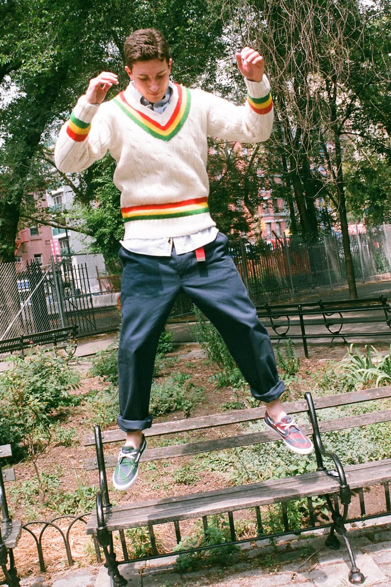 rowing blazers fall winter 2019 drop 2 collection lookbook release brooklyn williamsburg popup pop up shop rugbys blazers georgetown tee tshirt prep fw19 cricket cableknit sweaters post ivy collegiate theme