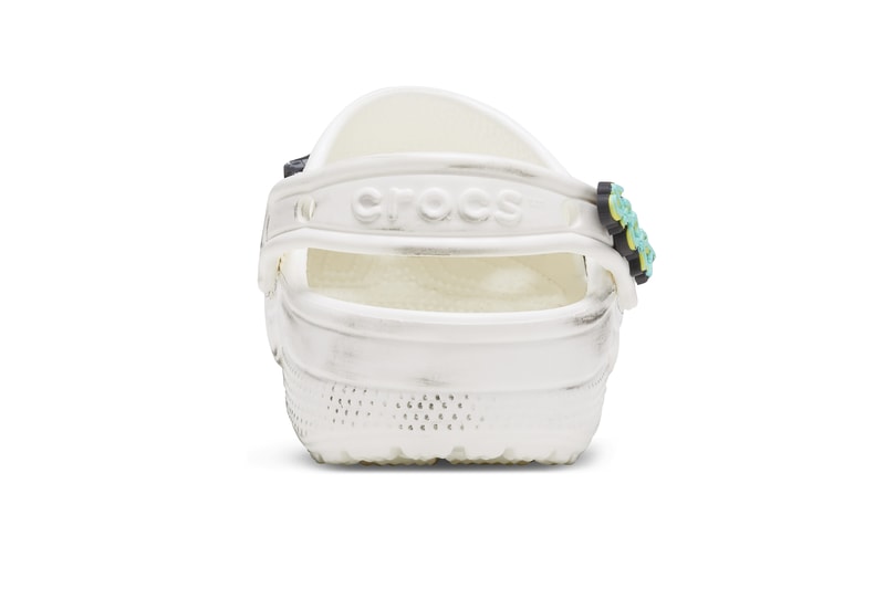 Ruby Rose x Crocs Classic Clog Release limited edition batwoman all white distressed look spray paint cans Jibbitz™ charms